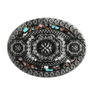 Bältespänne boho turkos blommor vintage western Silver