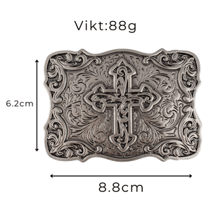 Bältespänne med kors och ornament i westernstil