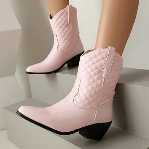 Låga Cowgirl Boots med Quiltat Skaft