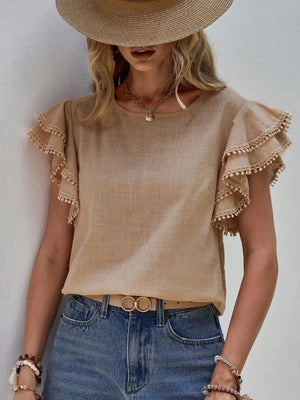Blus volang Khaki / S