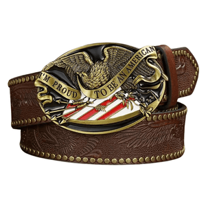 Cowboybälte "Proud to Be an American" Mörkbrun / 120cm