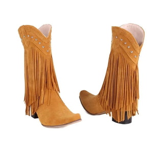 Cowboyboots med fransar i mockalook