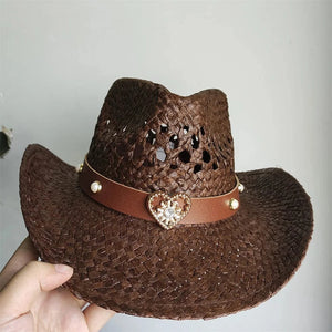Cowboyhatt i halm med hjärta