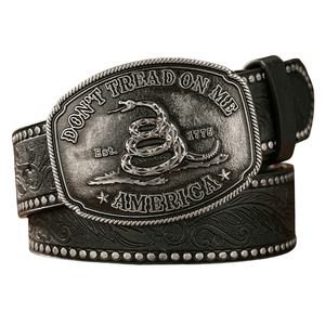 Don't Tread On Me cowboybälte med ormmotiv Svart silver / 120cm