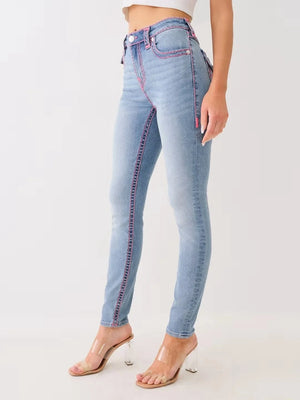 Embroidered jeans Blå / S