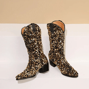 Höga Cowboyboots med Paljetter för Dam