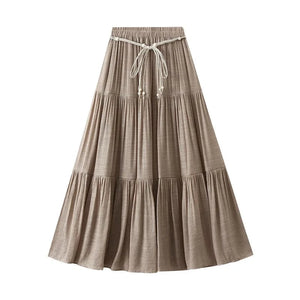 Kjol i linne Khaki / One Size