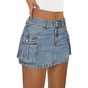 Kort Cargokjol i Jeans