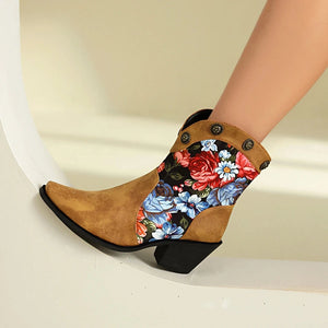 Korta Cowboyboots med Blommor