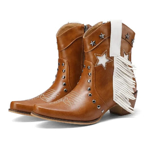 Låga Cowboyboots med Fransar och Stjärnor