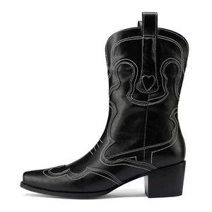 Låga Cowboyboots med Kontrastsöm för Dam