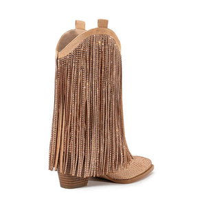 Låga Cowboyboots med Strassfransar för Dam