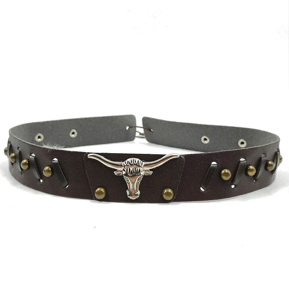 Mörkbrunt cowboyhattband longhorn Brun / 1 stycke