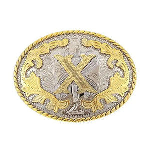 Ovalt westernbältesspänne med initial X