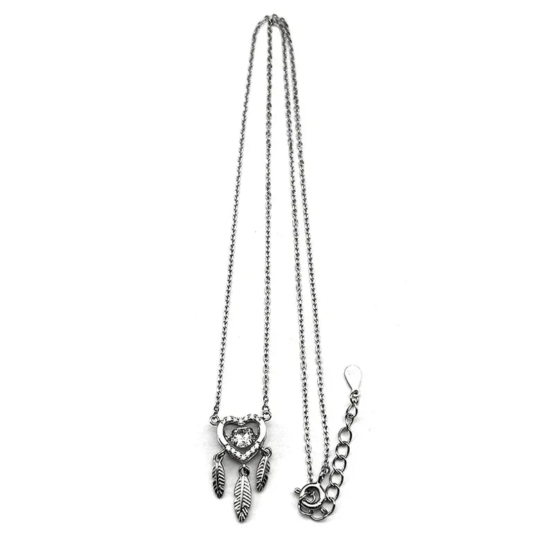 Heart Dreamcatcher Silver Necklace