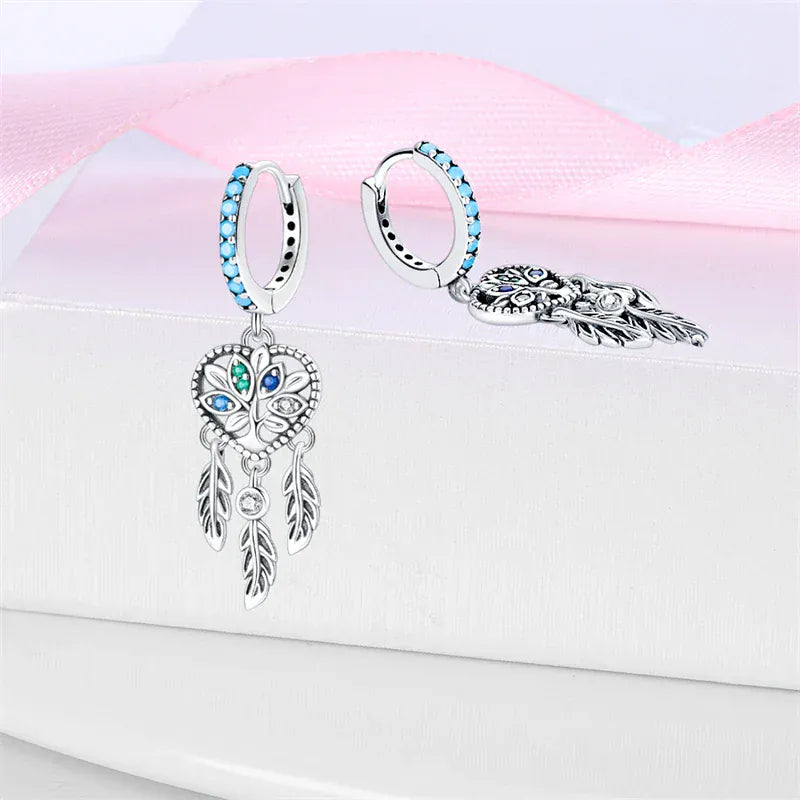 Silver Dreamcatcher Heart Earrings - Style B