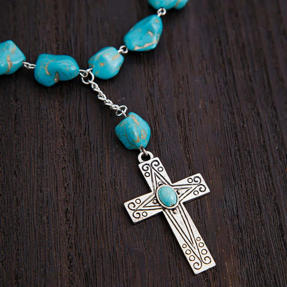 Turkost halsband med silverkors Silver