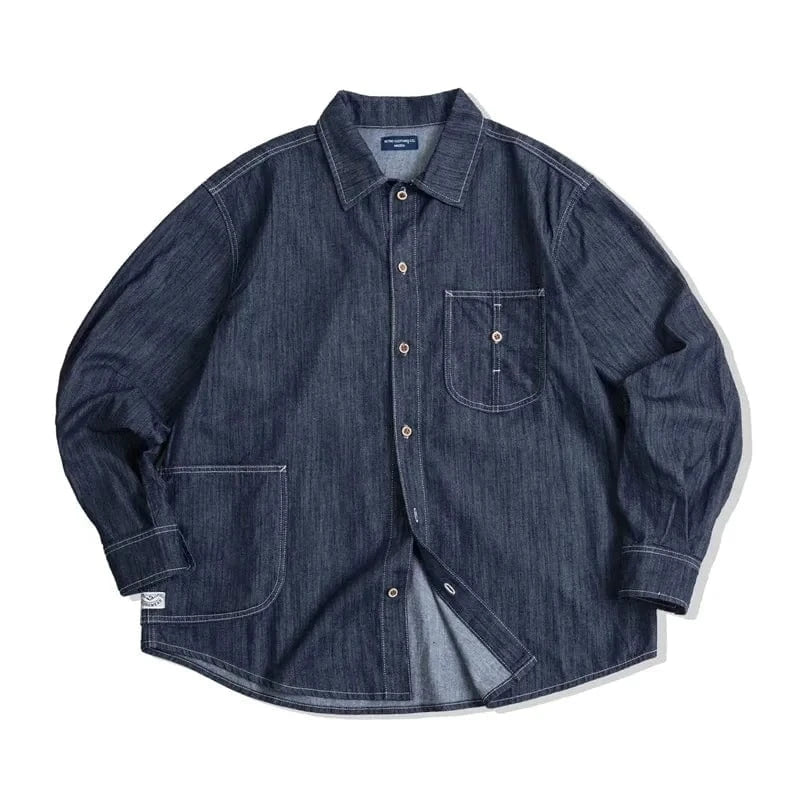 Vintage jeansskjorta herr i workwear-stil