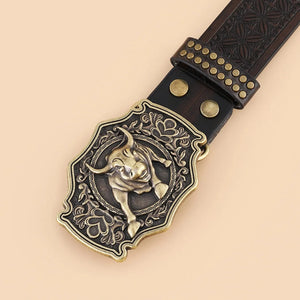 Westernbälte i Präglat läder med Storslagen Buckle