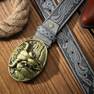 Westernbälte med antikt buffelskalle