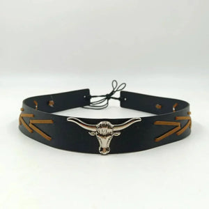 Westernhattband silverfärgat longhorn Svart / 55cm-63cm