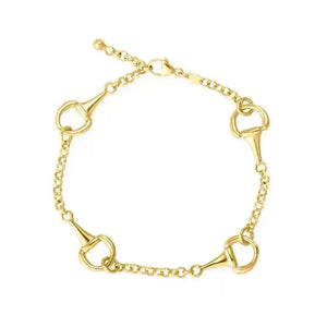 2025 New Arrived Gold Color Snaffle Bit Link Chain Bracelet Bangle Women Lover Charm Equestrian Horse Necklace Jewelry