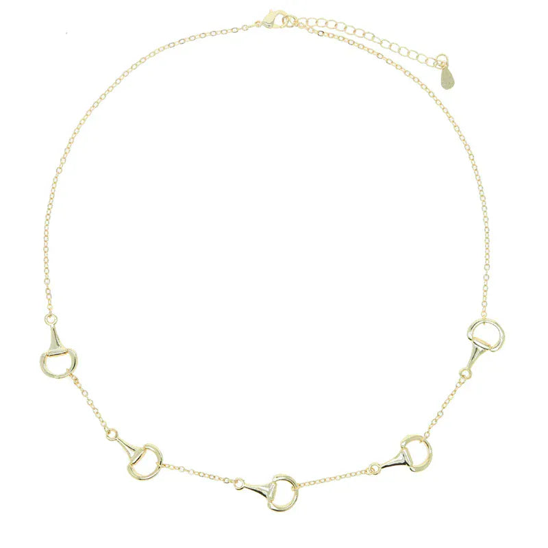 2025 New Arrived Gold Color Snaffle Bit Link Chain Bracelet Bangle Women Lover Charm Equestrian Horse Necklace Jewelry necklace 41with5cm 1