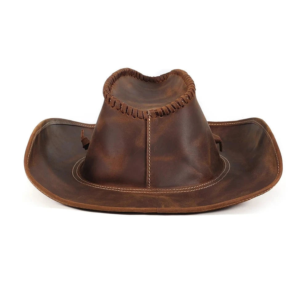 Äkta Läder Cowboyhatt Brun