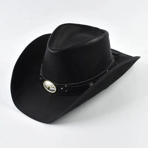Äkta Läder Cowboyhatt Män