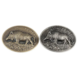 Äkta westernläderbälte med vildsvinsspänne