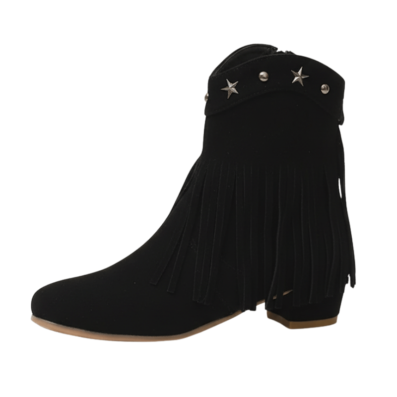 Ankelboots i Mocka med Fransar Svart / 35