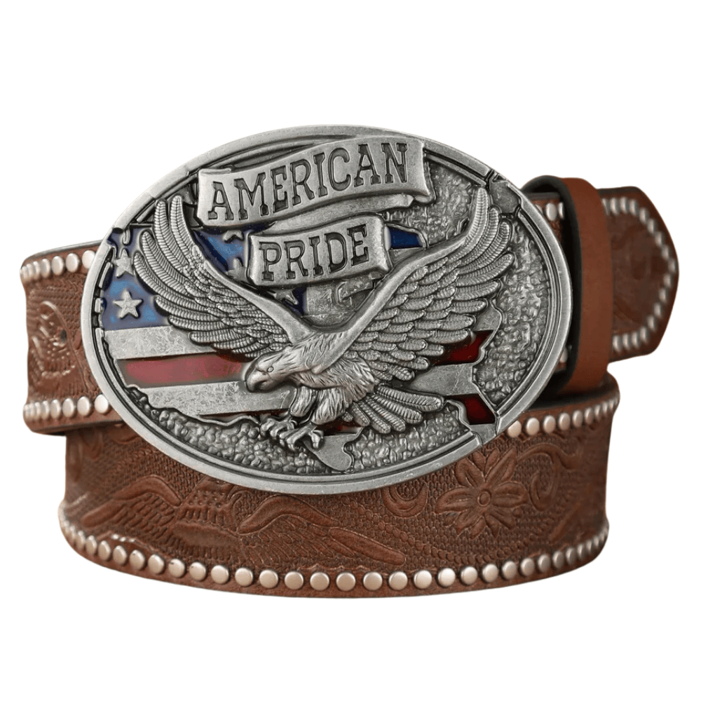 Antik American Pride cowboybälte Brun Silver / 120cm