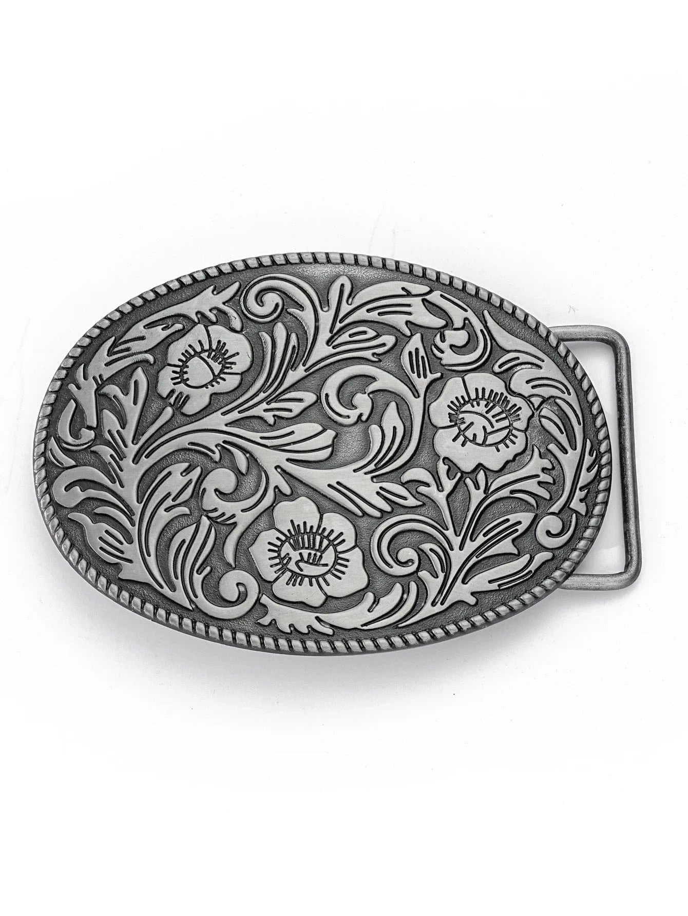 Antik Pion Blomster Bältesspänne Antik silver