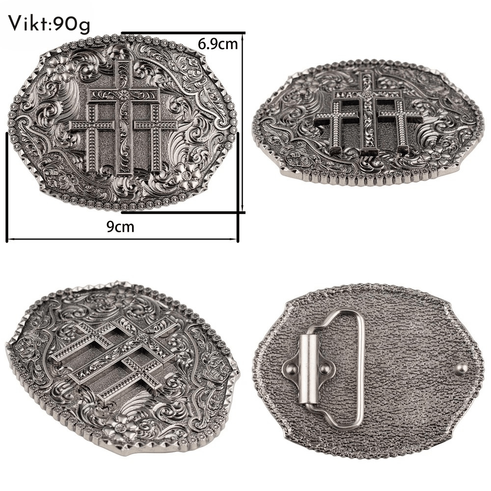 Bältespänne med kors och ornament i westernstil