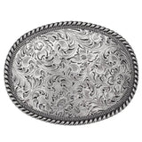 Bältespänne ovalt graverat silver western Silver