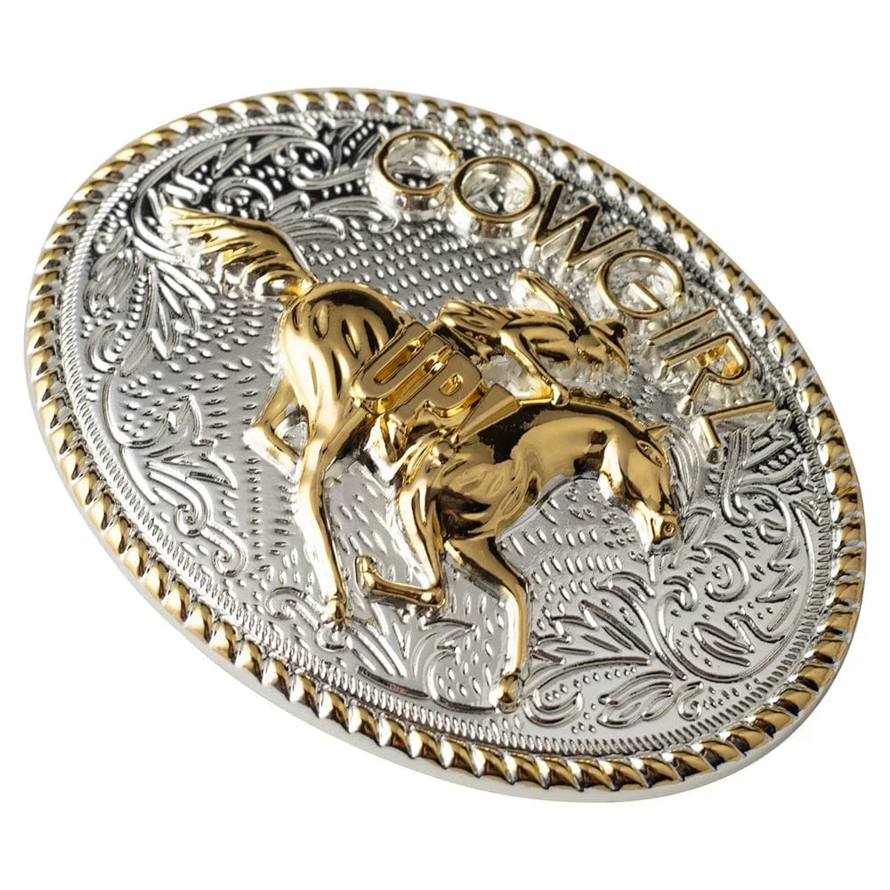 Bältesspänne cowgirl up western stil med guld och silver