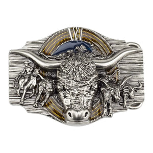 Bältesspänne Rodeo Longhorn med Cowboys Sliver
