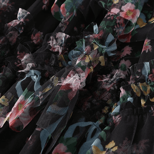 Bohemisk tyllkjol med blommigt akvarellmönster