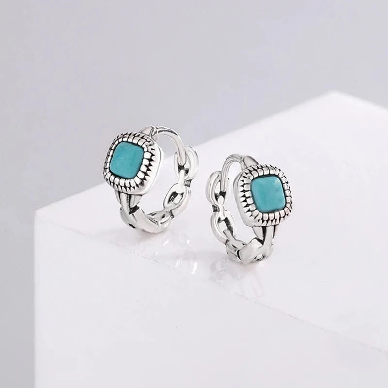 Boho örhängen Silver och blå