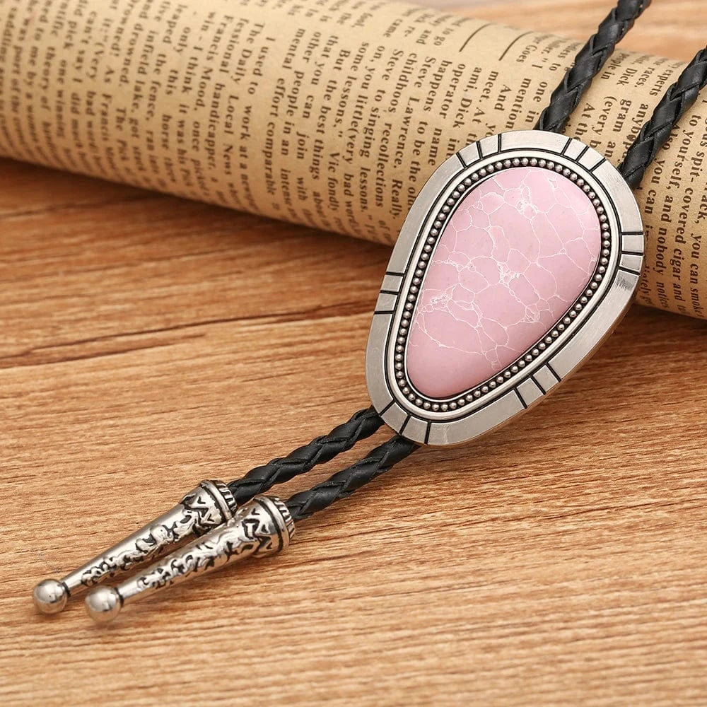 Bolo tie i droppform med naturlig turkos