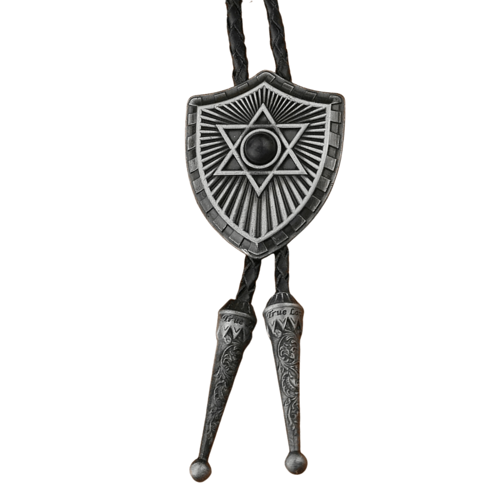 Bolo tie i form av sexuddig stjärna med natursten Svart
