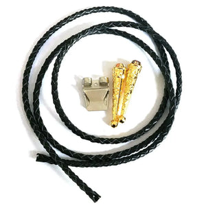 Bolo tie i guld- och silverfärgad metall med riddaremblem Guld