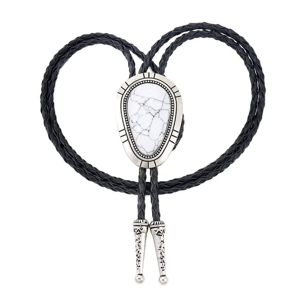 Bolo tie med ädelstenslook i vattendroppsform Vit