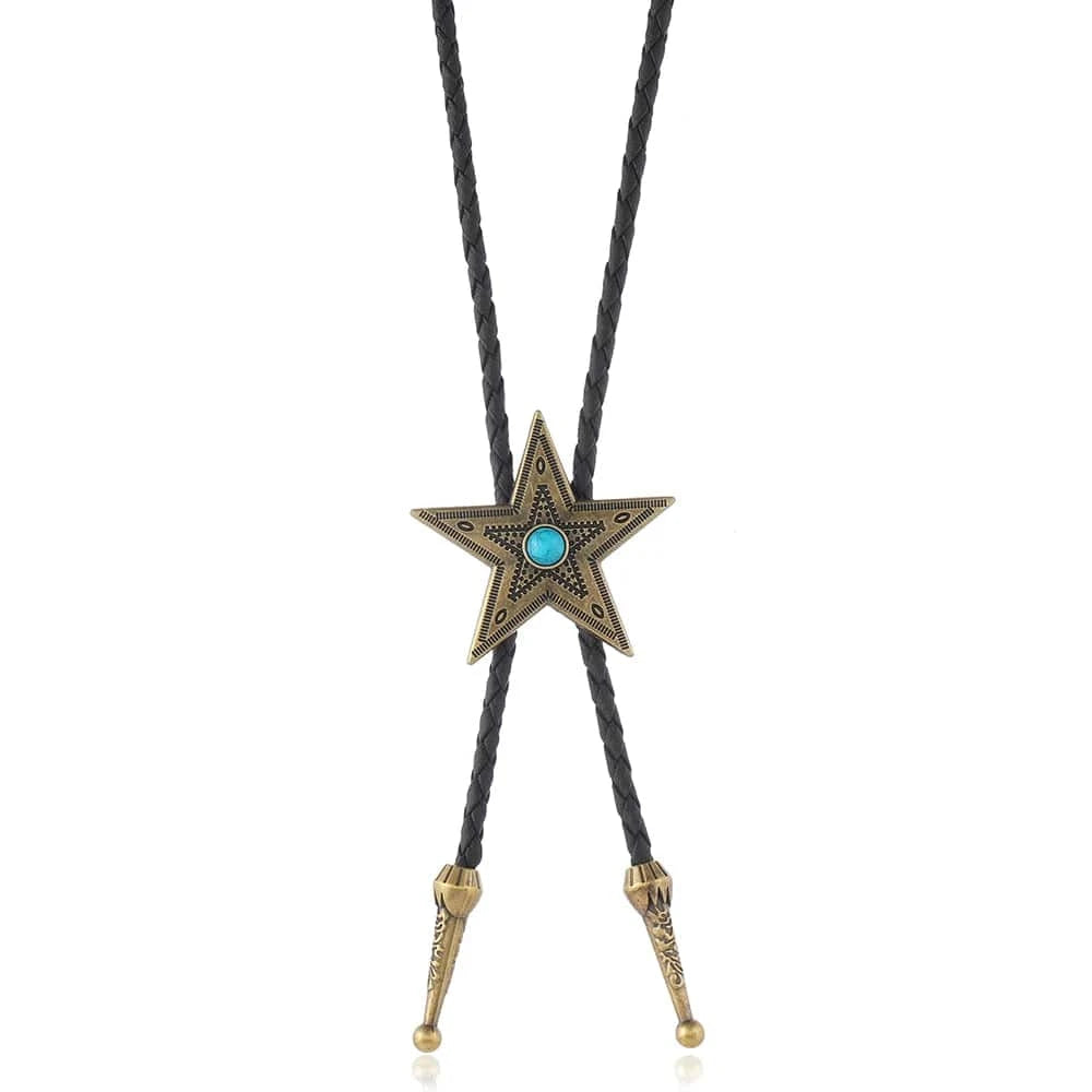 Bolo tie med stjärnhänge i antikmetall Antik brons