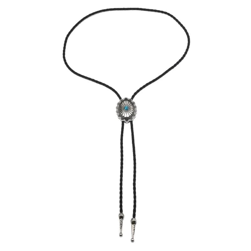 Bolo tie med turkosdetalj och justerbar läderrem Brun läderrem