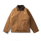 Bomull canvas jacka Mörk khaki / S