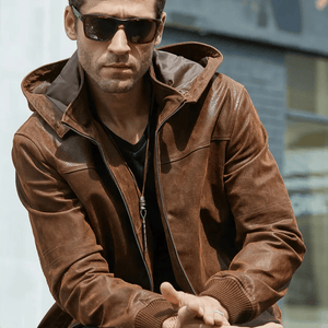 Brun jacka herr läder