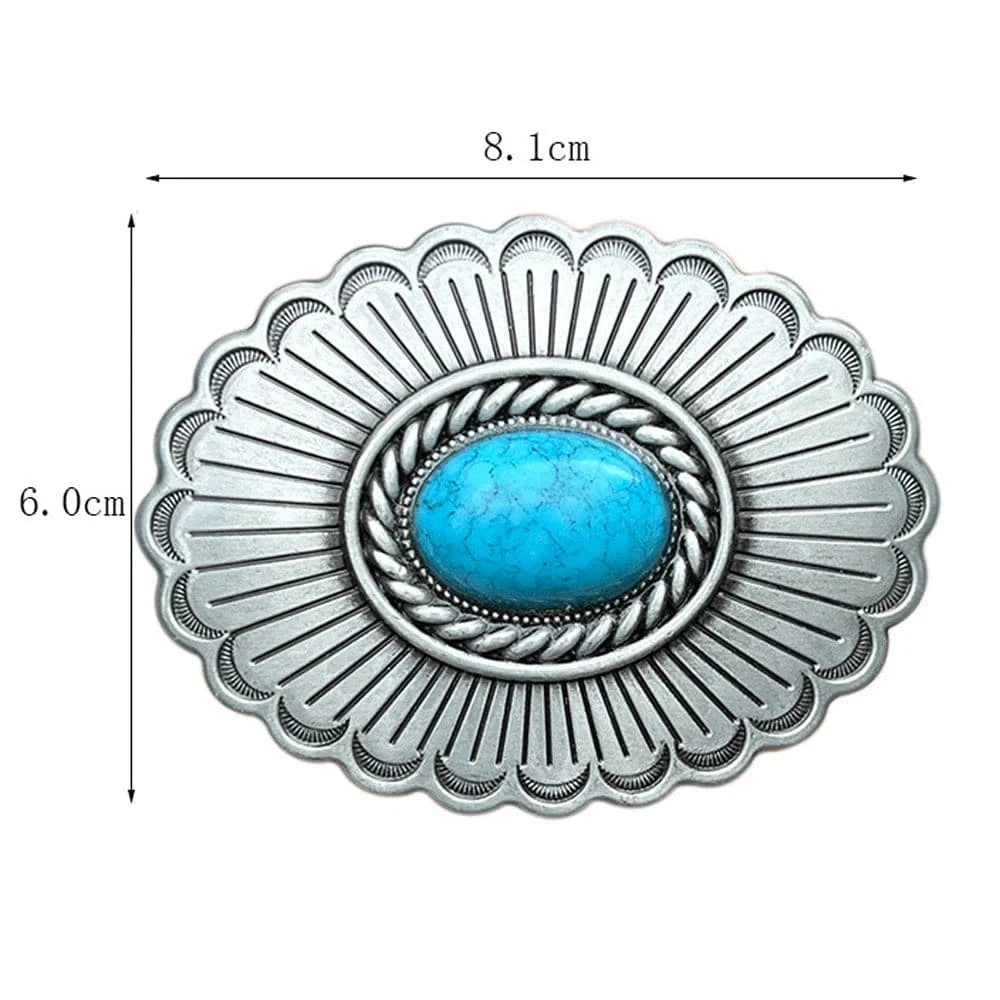 Concho Bältesspänne Turkis Sten Silverfärgat Western