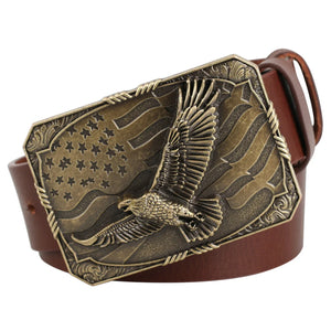 Cowboybälte amerikansk örn i äkta läder Brun / 95cm