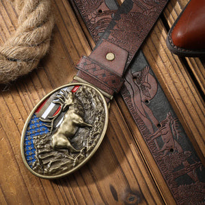 Cowboybälte amerikanskt älgspänne